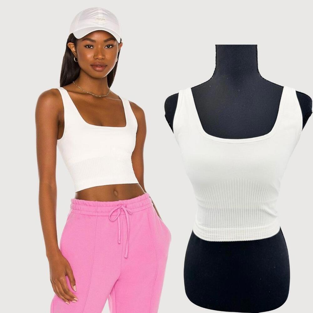Jonathan Simkhai Miya Seamless Tank Top Ivory Built In Shelf Bra M/L